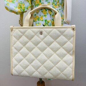 INC Soft Quilted Caitlinn Terry Tote Satchel Crossbody Bag in Butter Yellow